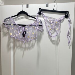 Lavender Daisy Sheer Lingerie Set